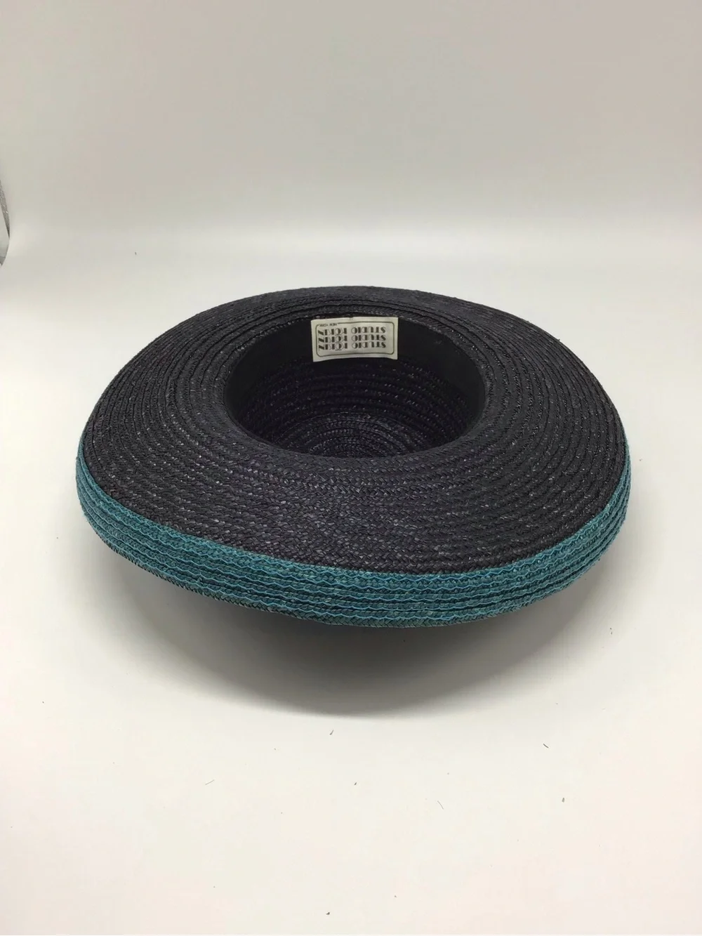 Wide Brim Straw Hat with Teal Trim
